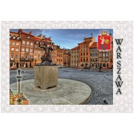 Pocztówka kartka pocztowa widokówka 3D Warszawa Rynek Starego Miasta Syrenk