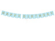 Baner urodzinowy - Happy Birthday - Jasnoniebieski - 15 x 175 cm