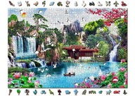 Drevené puzzle 2000 vodopádov v japonskej záhrade