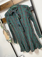 25 krata zielona nowoczesna koszulowa Zara XS luźna rarytas bawełniana