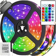 TAŚMA LED RGB KOLOROWA 5M WODOODPORNA PASEK 2835 ZESTAW NA BIURKO + PILOT