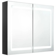 vidaXL Kúpeľňová skrinka so zrkadlom a LED, lesklá čierna, 80x12x68 cm