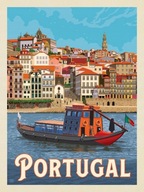 Plakat Podróże Portugalia Vintage Retro 91,5x61