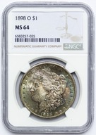USA, 1 dolar 1898 O, Morgan Dollar, NGC MS64