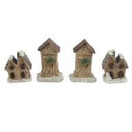 Dekoračné domčeky 4 ks 2 vzory vianočné ozdoby na zdobenie lesa v pohári