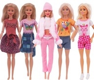 ZESTAW 5 PAR UBRAŃ + BUTY DLA LALKI TYPU BARBIE