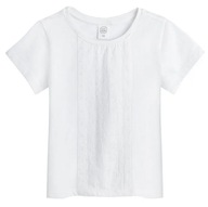 Cool Club Elegancka bluzka dziewczęca z krótkim rękawem biała haft r 110