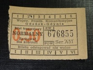 Bilet normalny tramw. 50 gr. WPK Gdańsk-Gdynia.