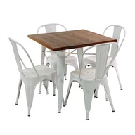 Zestaw stół Tolix 4 krzesła metalowe Tolix białe