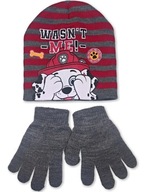 Czapka chłopięca + rękawiczki z palcami Psi Patrol - Marshall 52 Czerwony