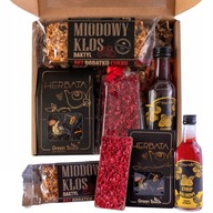 AJÁNDÉK KARÁCSONYI AJÁNDÉK SZETT TEA CSOKOLÁDÉ MÉZ MÜZLISZELET SZIRUP DOBOZ