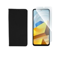 Etui Smart Magnet do Xiaomi Poco M5 4G czar+SZKŁO Case Pokrowiec