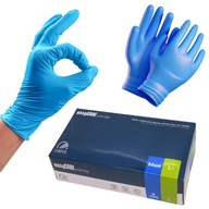 Rękawiczki BEZPUDROWE BLUE nitrylowe NIEBIESKIE diagnostyczne r. L 100 szt.