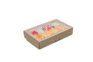 Dóza z kartónu na sushi béžovo-biela s okienkom 4x12x20cm - 25ks.