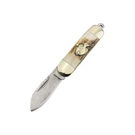 Small Mini Damascus/German Steel Pocket Knife Fish Hunting Outdoor Folding