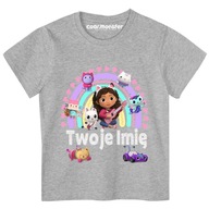 Koci Domek Gabi T-Shirt Koszulka Dziewczęca z Imieniem Brokat Gruba Bawełna