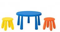 IKEA MAMMUT Konferenčný stolík modrý + 2 detské stoličky