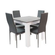 Zestaw stół Modern 80x80 4 szare krzesła Nicea