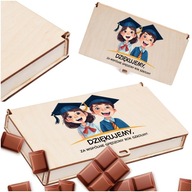Pudełko na czekoladę prezent na zakończenie roku szkolnego drewniane wzory