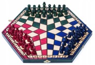 SAKK HÁROM SZÍNES FA 35cm SZETT LENGYEL SAKKTÁBLA JÁTÉK