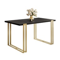 Rozkladací stôl ACTON GOLD na zlatých nohách čierny molet 140x80