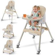 GYEREK ETETŐSZÉK FAHÉJ 4IN1 BÉZS