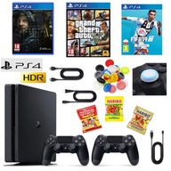 KONSOLA PLAYSTATION 4 PS4 SLIM 1TB 1000GB + 2x PAD + 3 GRY - MEGA ZESTAW