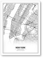 NEW YORK MAPA CZARNO-BIAŁA minimalizm plakat 100x70cm Nowy Jork #344