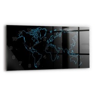 Nástenné sklenené hodiny Moderné s potlačou 60x30 cm Obrysy mapy sveta
