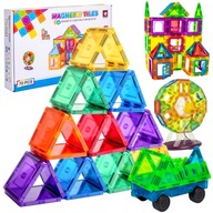 KLOCKI MAGNETYCZNE DUŻE PANELE zestaw XXl 70 el Rainbow Magnetic tiles 3D