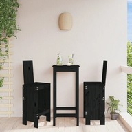 Barové stoličky 2 ks čierne 40x42x120 cm borovicové drevo
