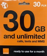 Starter Orange Free Internet 30 GB + Rozmowy + SMS bez limitu do wszystkich