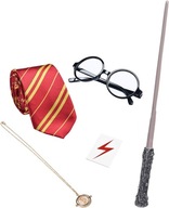 RÓŻDŻKA LED DŹWIĘK KRAWAT OKULARY NASZYJNIK ZESTAW PRZEBRANIE HARRY POTTER