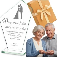 50 40 30 20-ES HÁZASSÁGI ÉVFORDULÓS AJÁNDÉK SZOBOR GRAVÍROZÁSSAL JUBILEUMI ÜVEG