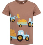T-shirt chłopięcy Koszulka dziecięca Bawełna brązowy 104 z traktorami Endo