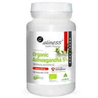 Aliness Organic Ashwagandha extrakt 5% 200mg odolnosť proti stresu 100 kaps.