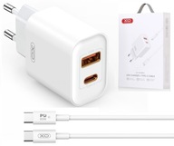 XO ładowarka sieciowa PD QC 3A 20W 1x USB 1x USB-C biała + kabel USB-C