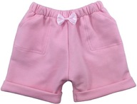 SPODENKI dresowe na gumie różowe krótkie 68 cm +4m lato spodnie z kokardką