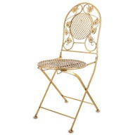 Elegantná kovová štýlová stolička zlatá palácová záhradná dekorácia
