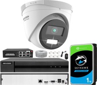 Monitoring IP Zestaw Kamera 2Mpx ColorVu LED Rejestrator Hikvision HDD 1TB