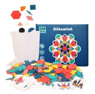 Drevené puzzle montessori farebná mozaika tvary 180 dielikov.