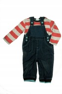 SPODNIE OGRODNICZKI JEANS bluzka 6-9m 68cm