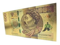 Piękny Pozłacany Banknot 500 złotych JAN III SOBIESKI Perełka Do Kolekcji