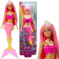 BARBIE DREAMTOPIA BÁBIKA MORSKÁ PANNA RUŽOVO-ŽLTÁ POHYBLIVÝ CHVOST PERLEŤOVÁ TIARA