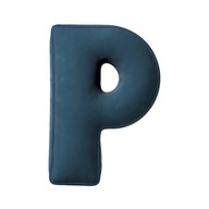 Velúrový vankúš písmeno P , 40cm veľká modrá