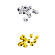 100 Pack D6 Six Sided for and Games White+Yellow
