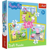 Puzzle Trefl Świnka Peppa 106 elementów Puzzle 3w1 Wesoły dzień Peppy