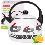 VÍZFORRALÓ HAGYOMÁNYOS ZOMÁNCOZOTT GÁZ INDUKCIÓS KAMILLE acél FOLKLÓR FEHÉR 2,2L