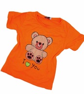 T-shirt koszulka krótki rękaw Misio neon pomarańcz 122/128