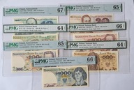 Zestaw Banknotów PRL od 10 do 1000 zł 1982 - 1988 PMG + ETUI